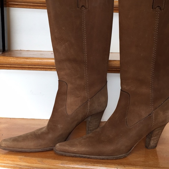 Michael Kors tan leather heeled western boots - Picture 2 of 8